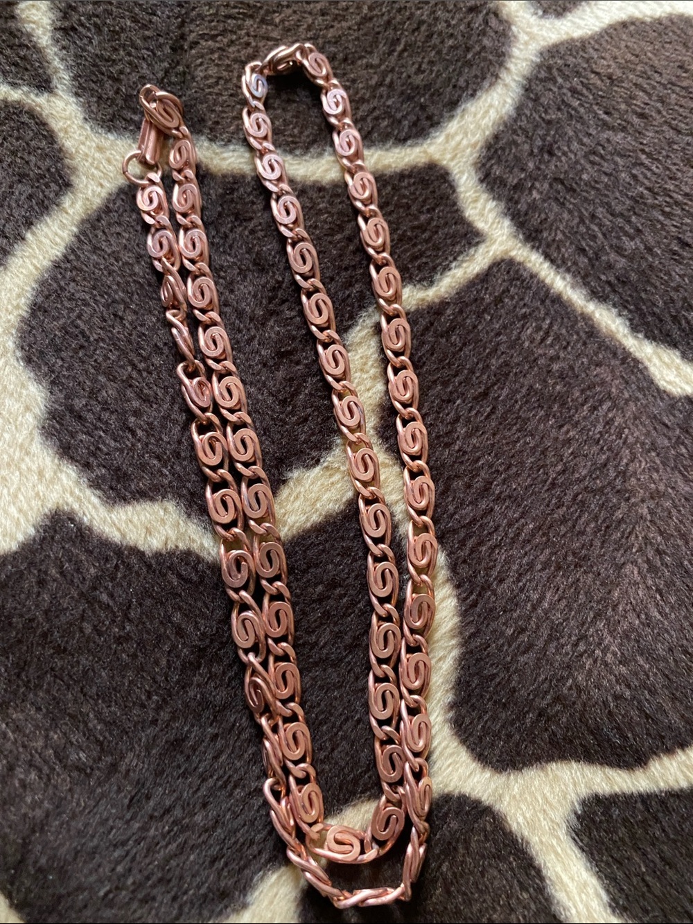 Vintage 70’s Snail Link Solid Copper 24 Inch Necklace